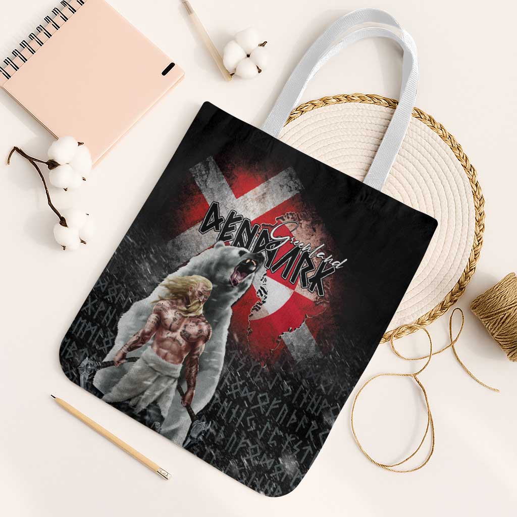 Greenlandic and Danish Together Tote Bag Viking Warrior with Polar Bear Roar - Wonder Print Shop