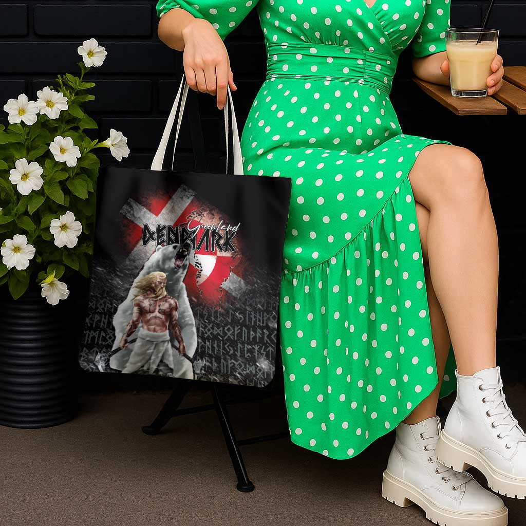 Greenlandic and Danish Together Tote Bag Viking Warrior with Polar Bear Roar - Wonder Print Shop