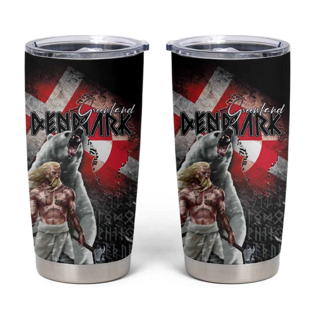 Greenlandic and Danish Together Tumbler Cup Viking Warrior with Polar Bear Roar - Wonder Print Shop