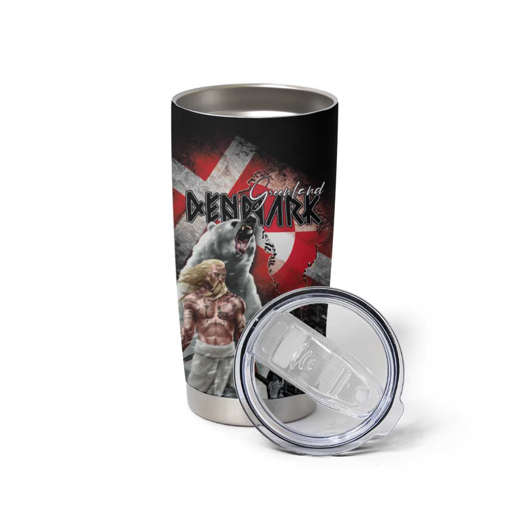 Greenlandic and Danish Together Tumbler Cup Viking Warrior with Polar Bear Roar - Wonder Print Shop