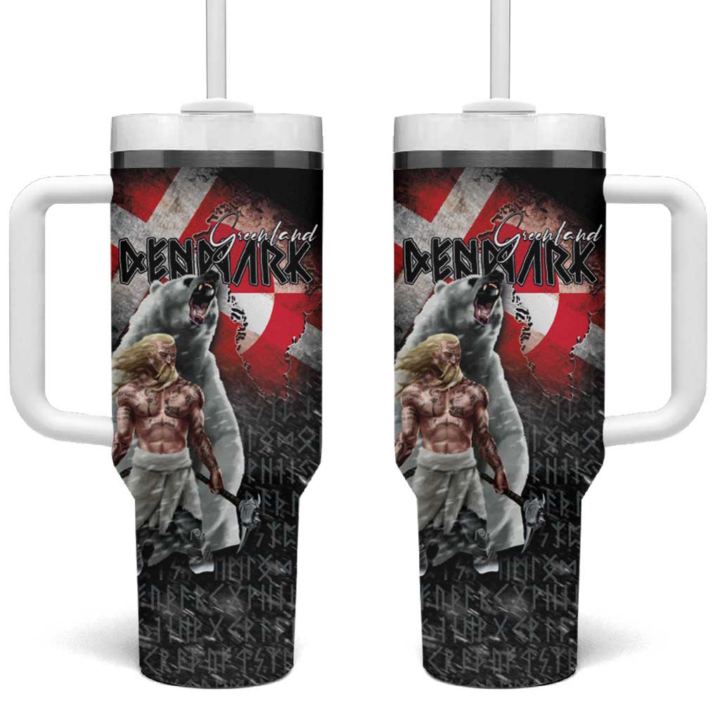 Greenlandic and Danish Together Tumbler With Handle Viking Warrior with Polar Bear Roar - Wonder Print Shop