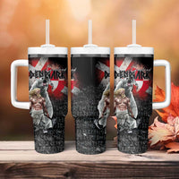 Greenlandic and Danish Together Tumbler With Handle Viking Warrior with Polar Bear Roar - Wonder Print Shop