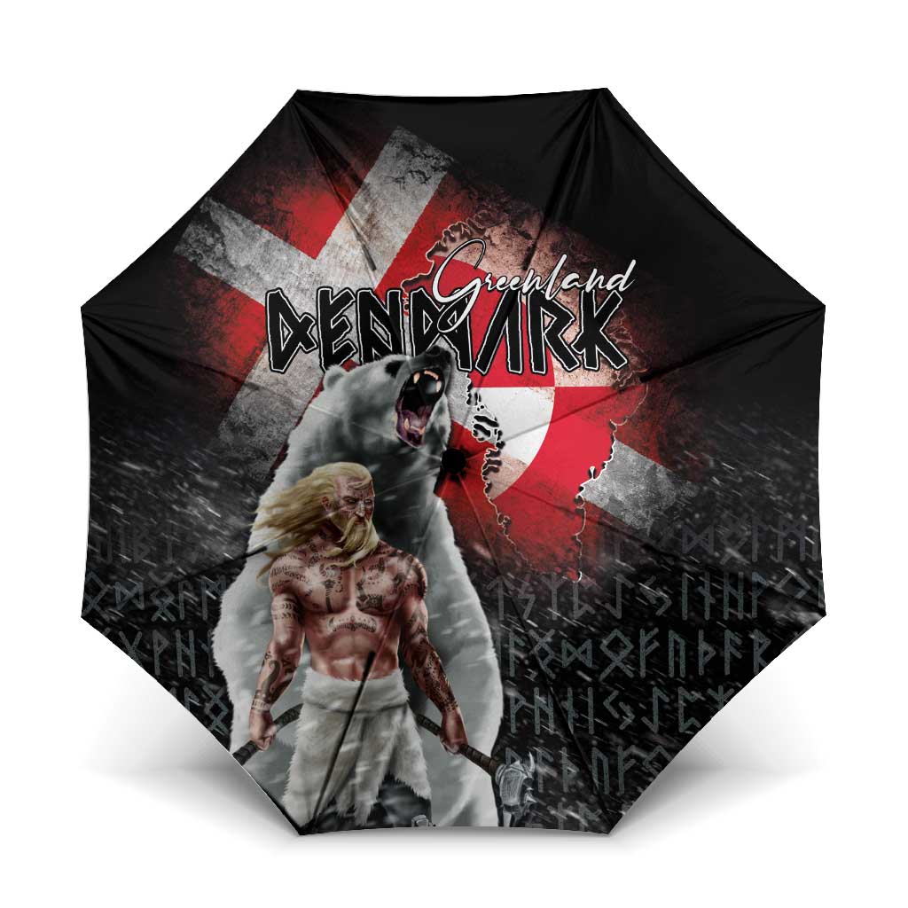 Greenlandic and Danish Together Umbrella Viking Warrior with Polar Bear Roar - Wonder Print Shop