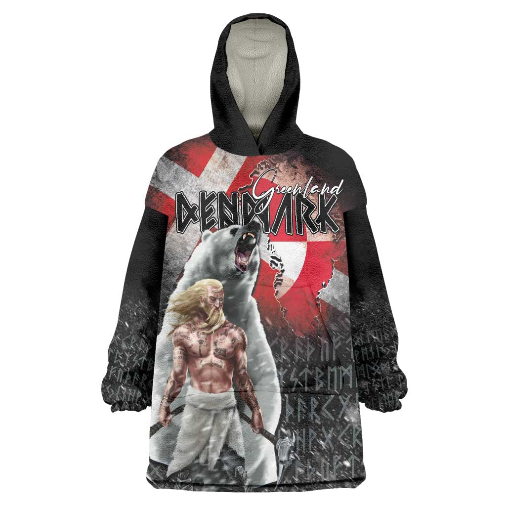 Greenlandic and Danish Together Wearable Blanket Hoodie Viking Warrior with Polar Bear Roar - Wonder Print Shop