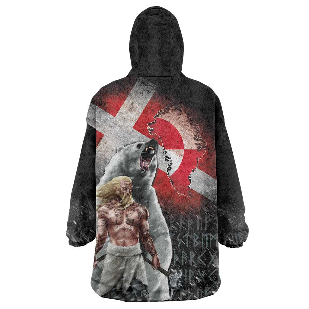 Greenlandic and Danish Together Wearable Blanket Hoodie Viking Warrior with Polar Bear Roar - Wonder Print Shop