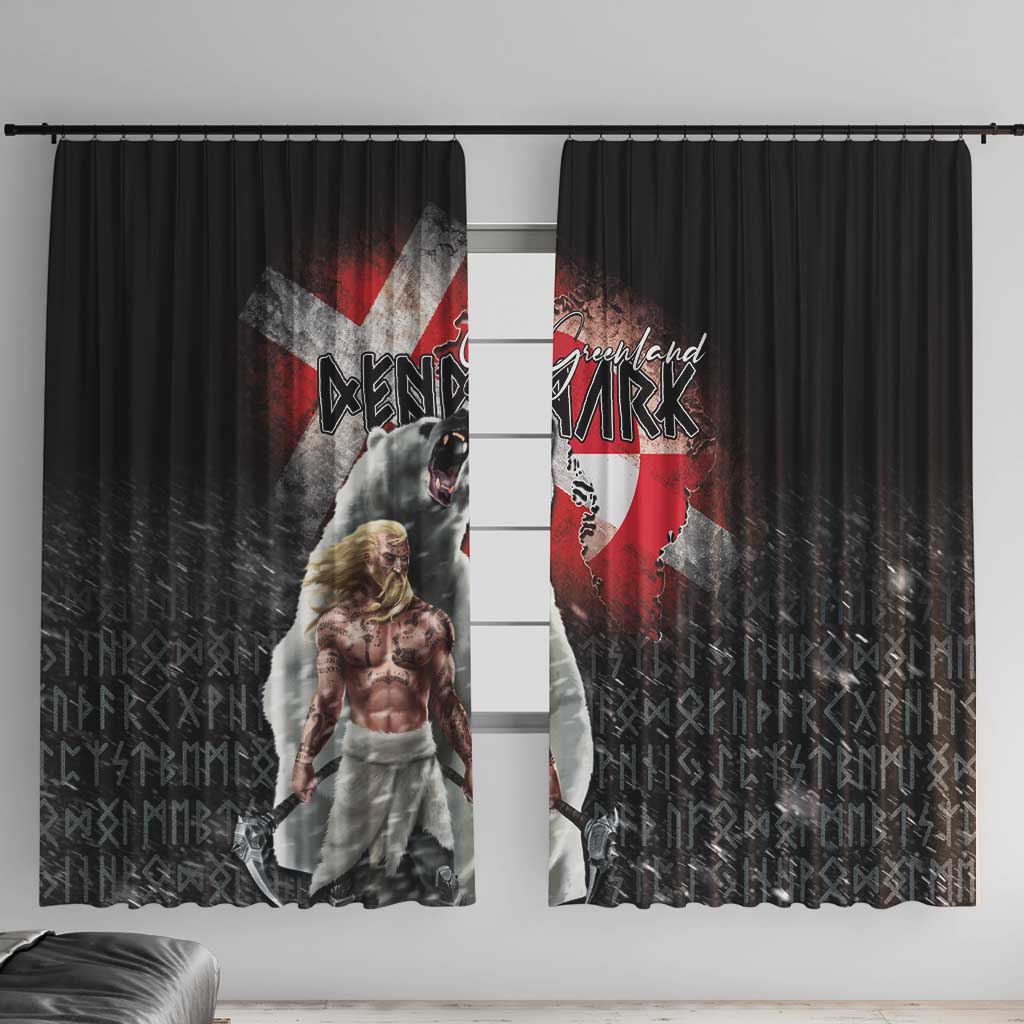 Greenlandic and Danish Together Window Curtain Viking Warrior with Polar Bear Roar - Wonder Print Shop