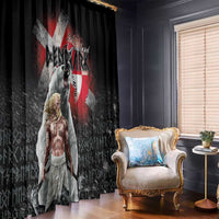 Greenlandic and Danish Together Window Curtain Viking Warrior with Polar Bear Roar - Wonder Print Shop