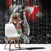Greenlandic and Danish Together Window Curtain Viking Warrior with Polar Bear Roar - Wonder Print Shop