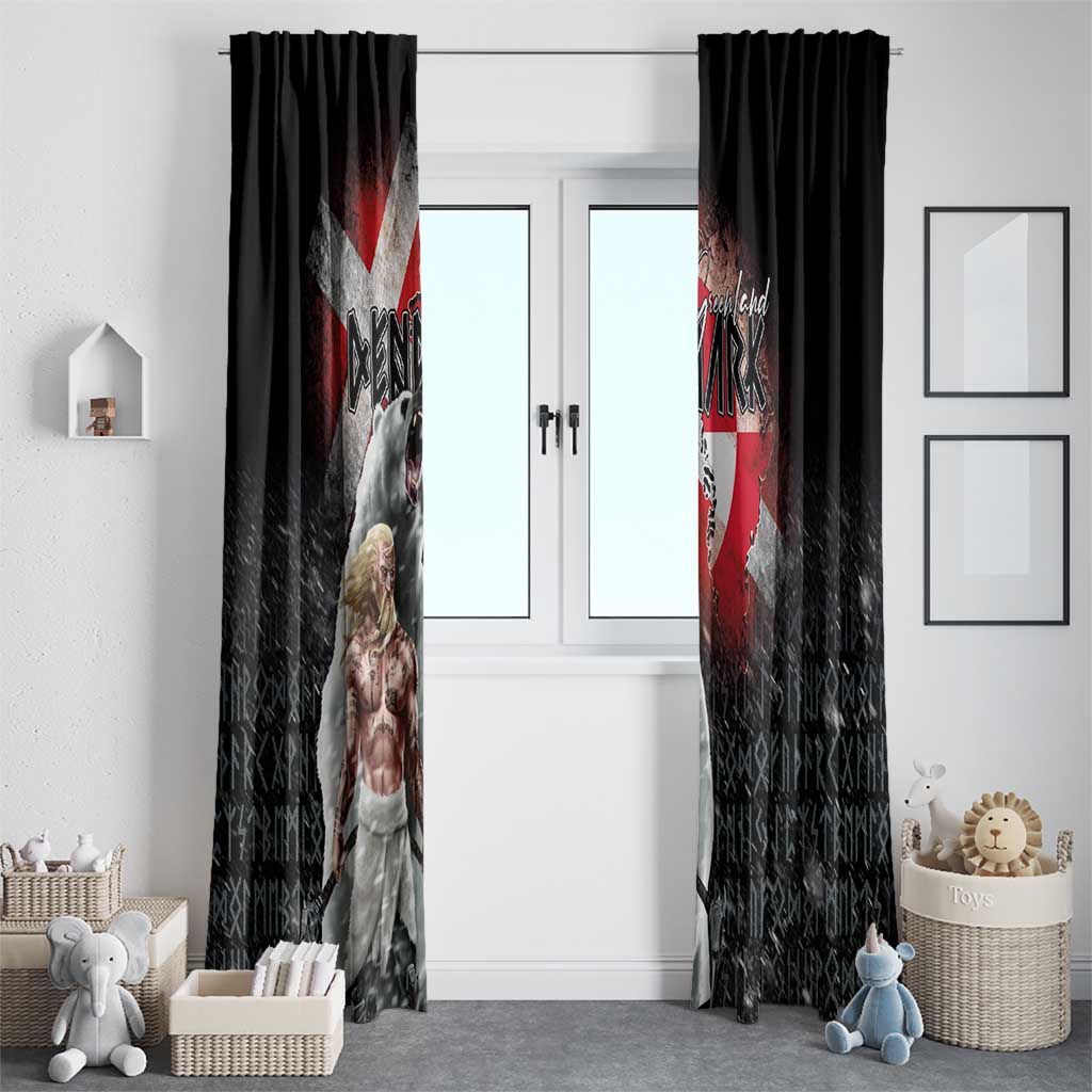 Greenlandic and Danish Together Window Curtain Viking Warrior with Polar Bear Roar - Wonder Print Shop