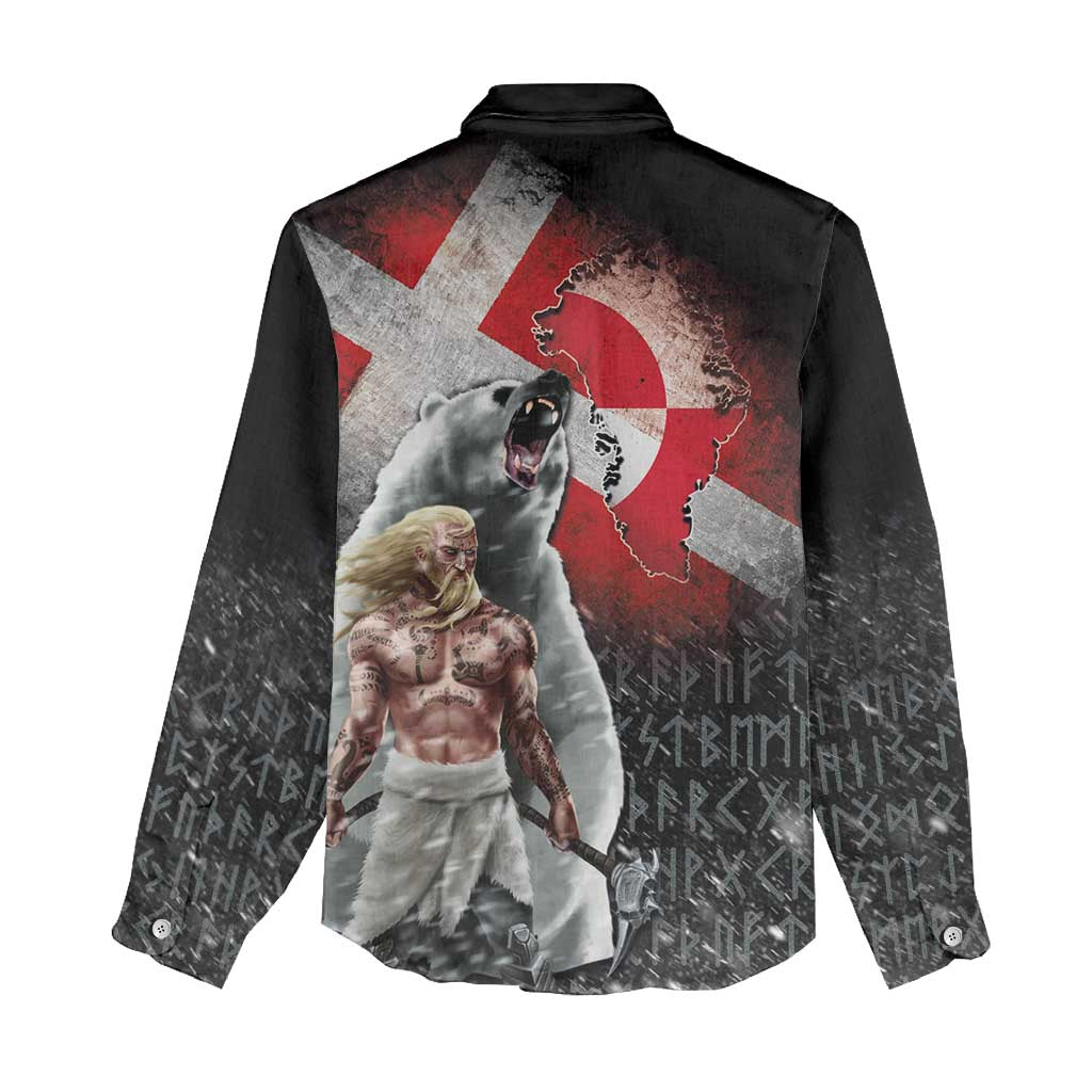 Greenlandic and Danish Together Women Casual Shirt Viking Warrior with Polar Bear Roar - Wonder Print Shop