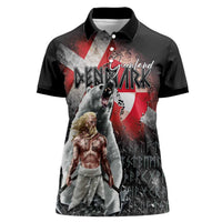 Greenlandic and Danish Together Women Polo Shirt Viking Warrior with Polar Bear Roar - Wonder Print Shop
