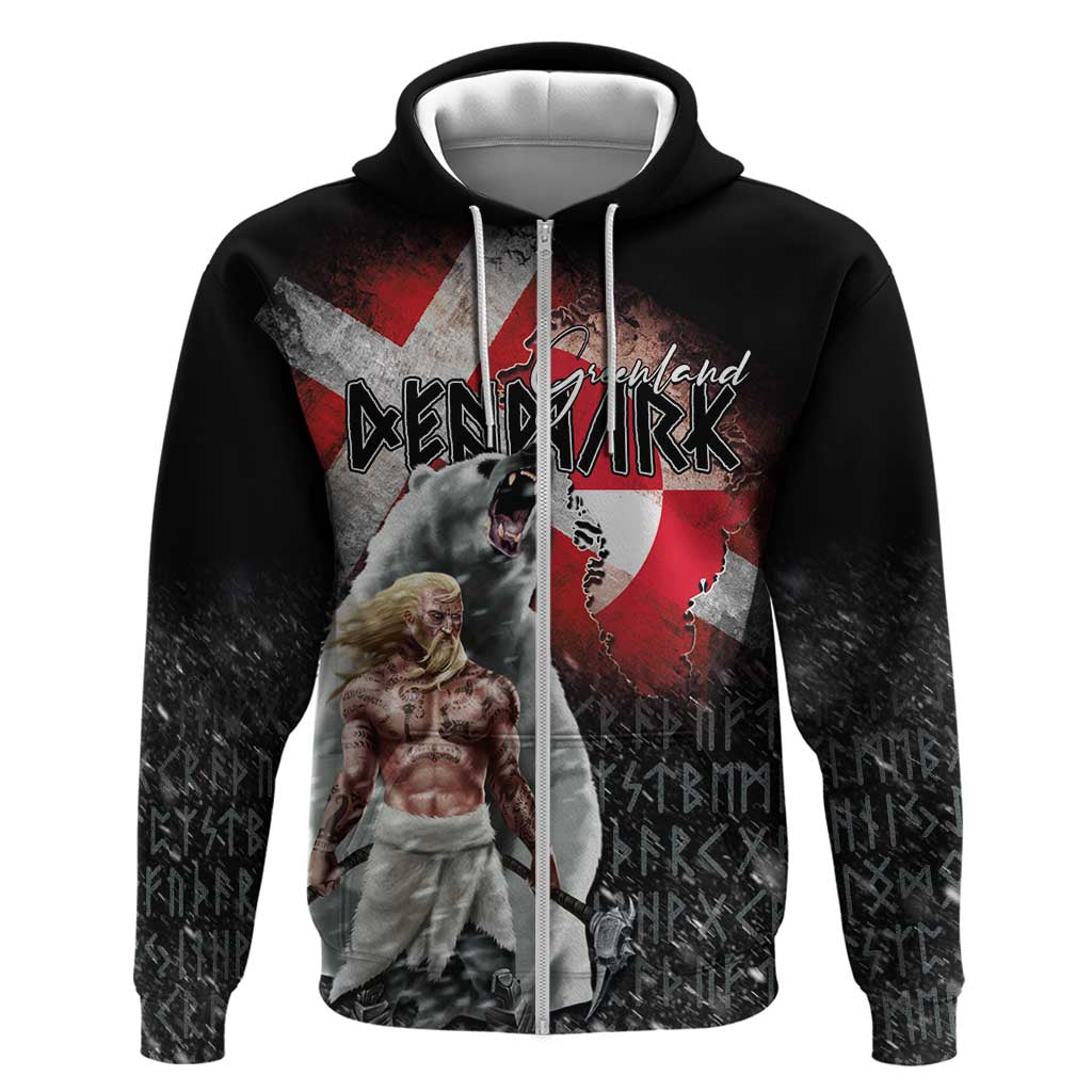 Greenlandic and Danish Together Zip Hoodie Viking Warrior with Polar Bear Roar - Wonder Print Shop