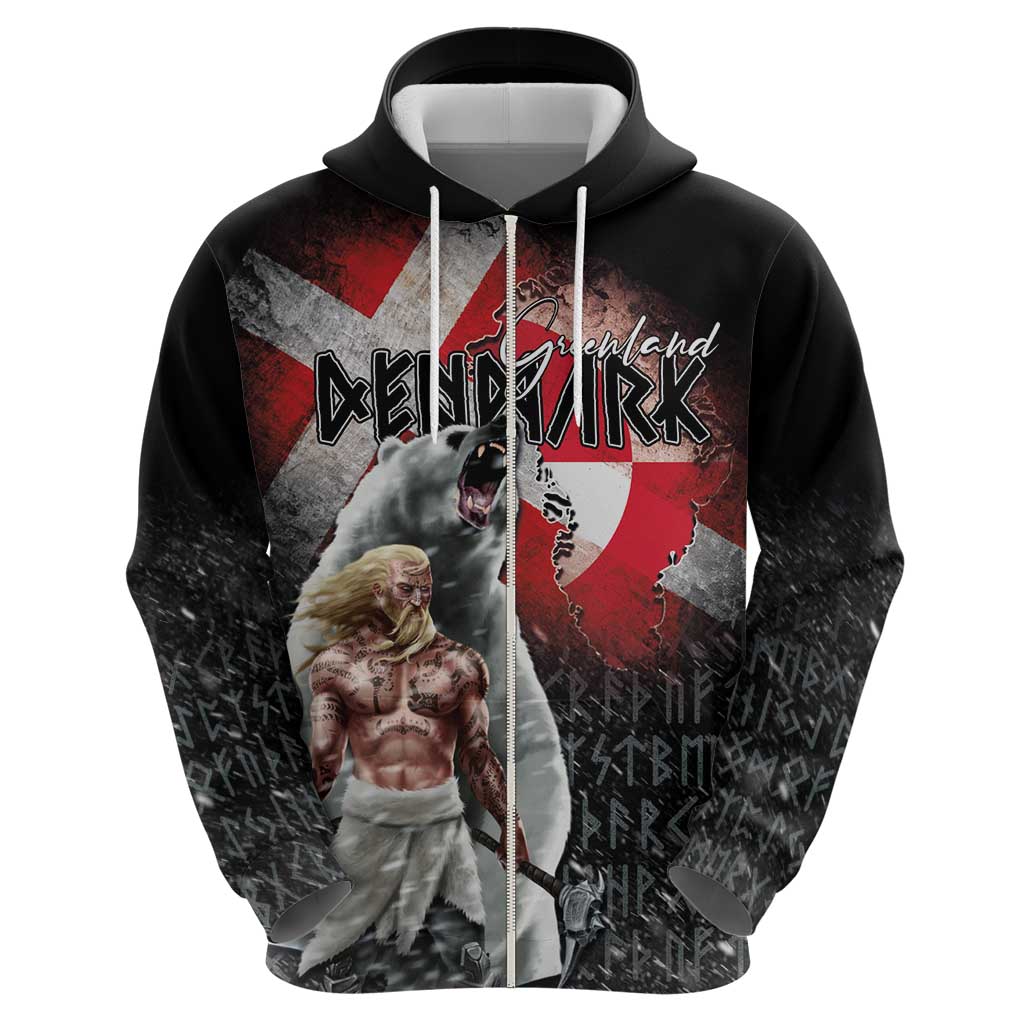 Greenlandic and Danish Together Zip Hoodie Viking Warrior with Polar Bear Roar - Wonder Print Shop