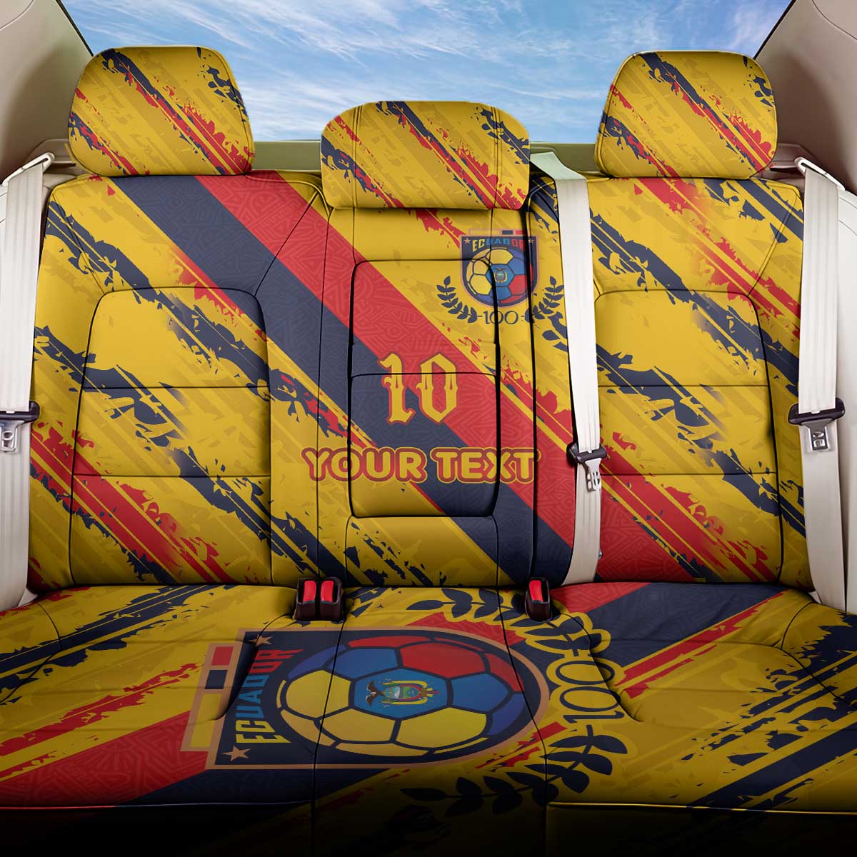 Custom Ecuador Football Back Car Seat Cover La Tricolor-100th Anniversary - Wonder Print Shop