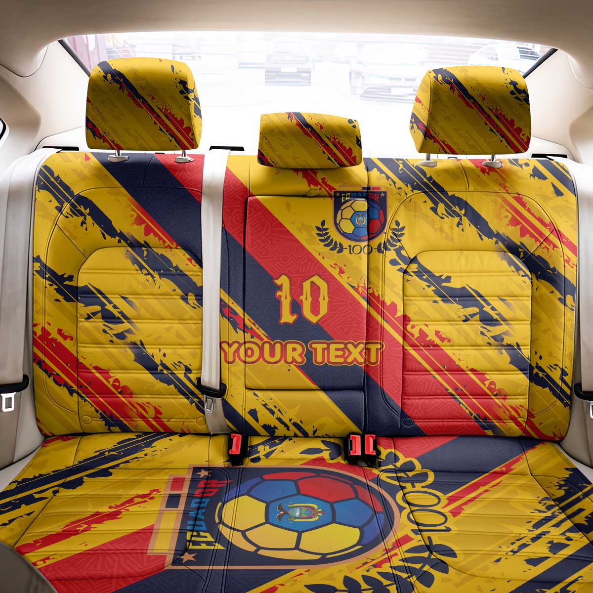 Custom Ecuador Football Back Car Seat Cover La Tricolor-100th Anniversary - Wonder Print Shop