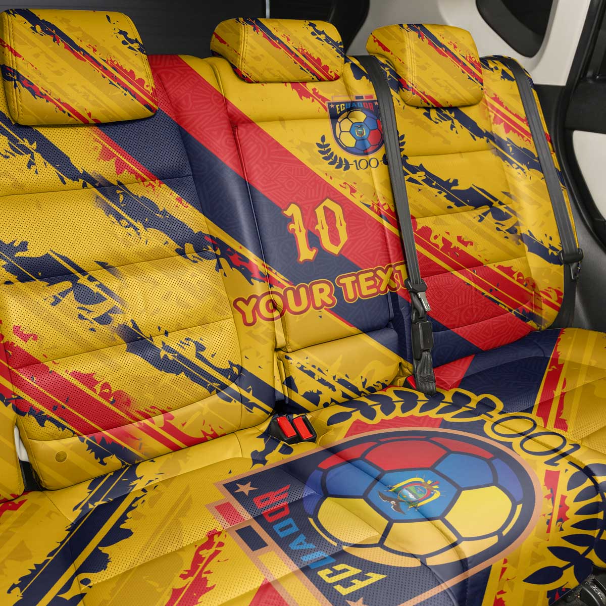 Custom Ecuador Football Back Car Seat Cover La Tricolor-100th Anniversary - Wonder Print Shop