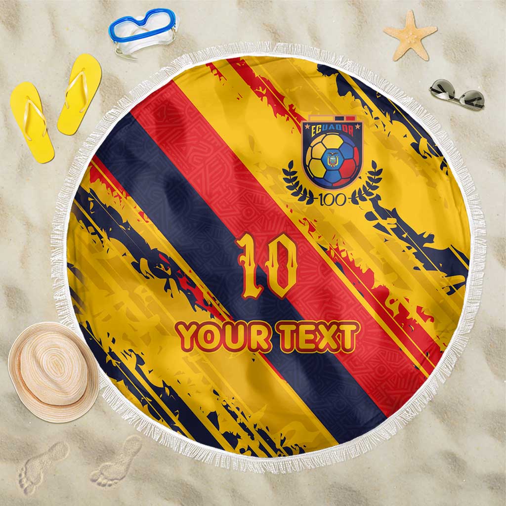 Custom Ecuador Football Beach Blanket La Tricolor-100th Anniversary - Wonder Print Shop