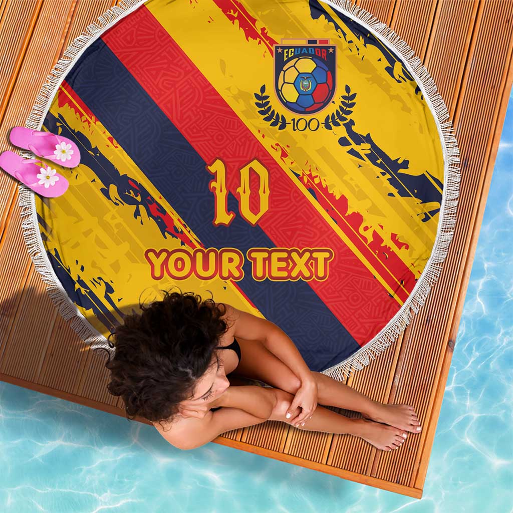 Custom Ecuador Football Beach Blanket La Tricolor-100th Anniversary - Wonder Print Shop