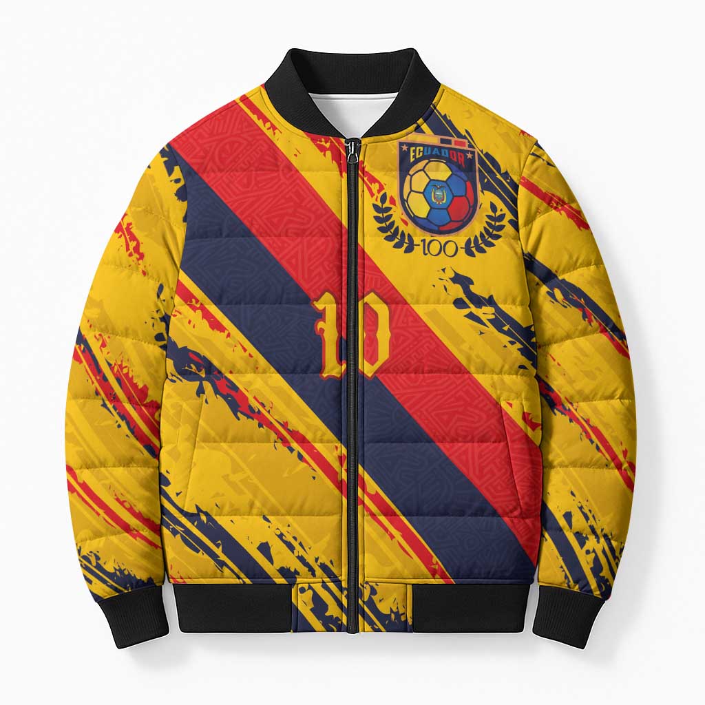 Custom Ecuador Football Bomber Puffer Jacket La Tricolor-100th Anniversary - Wonder Print Shop