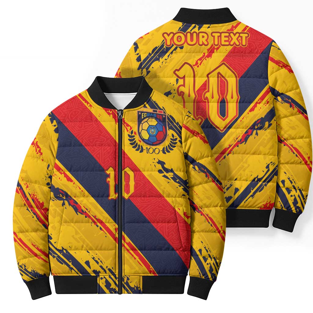 Custom Ecuador Football Bomber Puffer Jacket La Tricolor-100th Anniversary - Wonder Print Shop