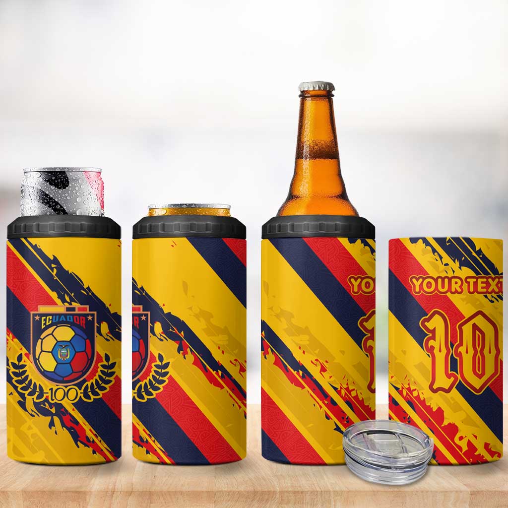 Custom Ecuador Football 4 in 1 Can Cooler Tumbler La Tricolor-100th Anniversary - Wonder Print Shop