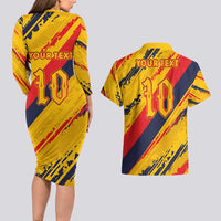 Custom Ecuador Football Couples Matching Long Sleeve Bodycon Dress and Hawaiian Shirt La Tricolor-100th Anniversary - Wonder Print Shop