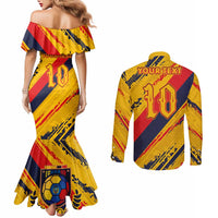Custom Ecuador Football Couples Matching Mermaid Dress and Long Sleeve Button Shirt La Tricolor-100th Anniversary - Wonder Print Shop