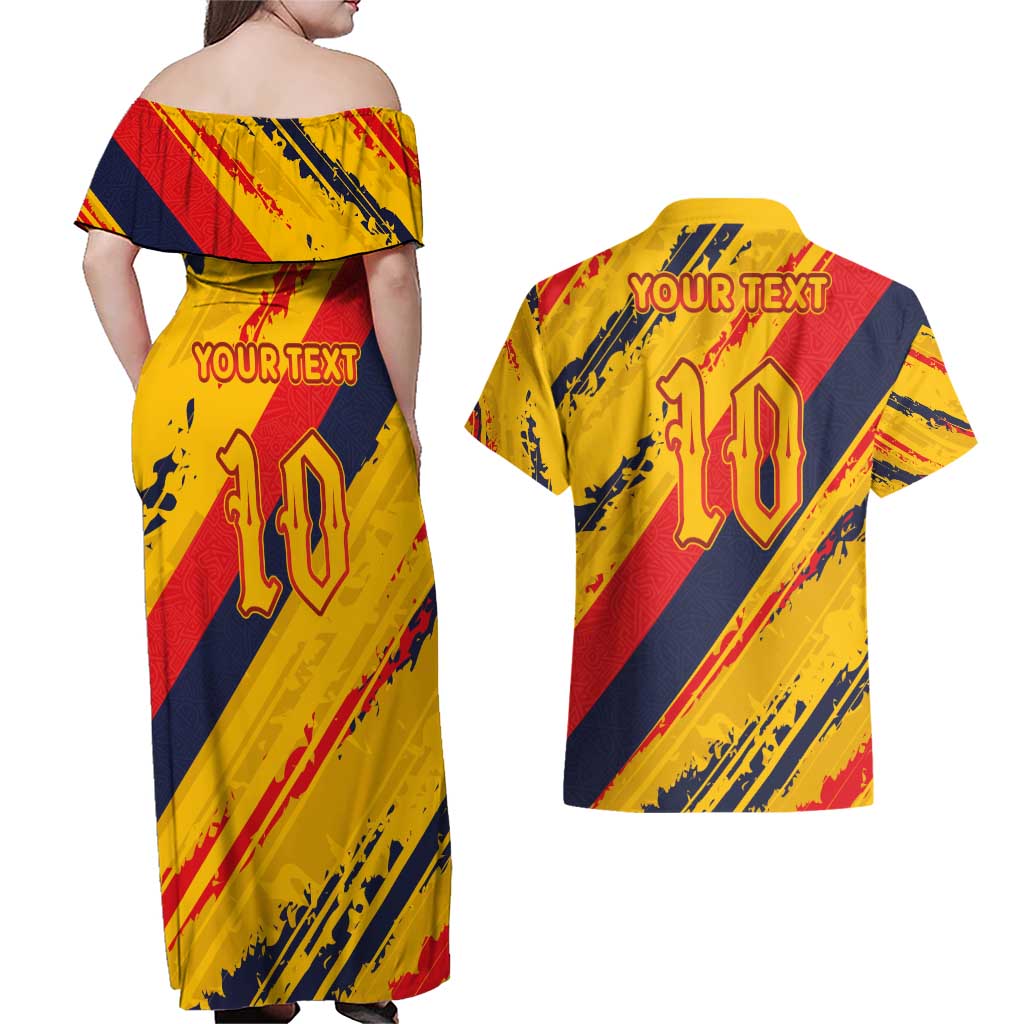 Custom Ecuador Football Couples Matching Off Shoulder Maxi Dress and Hawaiian Shirt La Tricolor-100th Anniversary - Wonder Print Shop