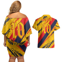 Custom Ecuador Football Couples Matching Off Shoulder Short Dress and Hawaiian Shirt La Tricolor-100th Anniversary - Wonder Print Shop