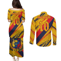 Custom Ecuador Football Couples Matching Puletasi and Long Sleeve Button Shirt La Tricolor-100th Anniversary - Wonder Print Shop