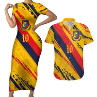 Custom Ecuador Football Couples Matching Short Sleeve Bodycon Dress and Hawaiian Shirt La Tricolor-100th Anniversary - Wonder Print Shop