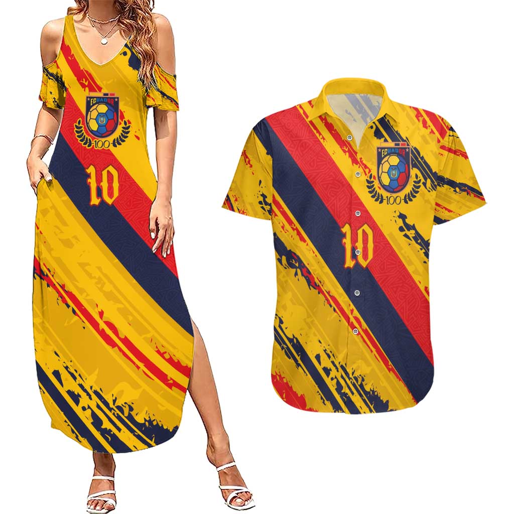Custom Ecuador Football Couples Matching Summer Maxi Dress and Hawaiian Shirt La Tricolor-100th Anniversary - Wonder Print Shop