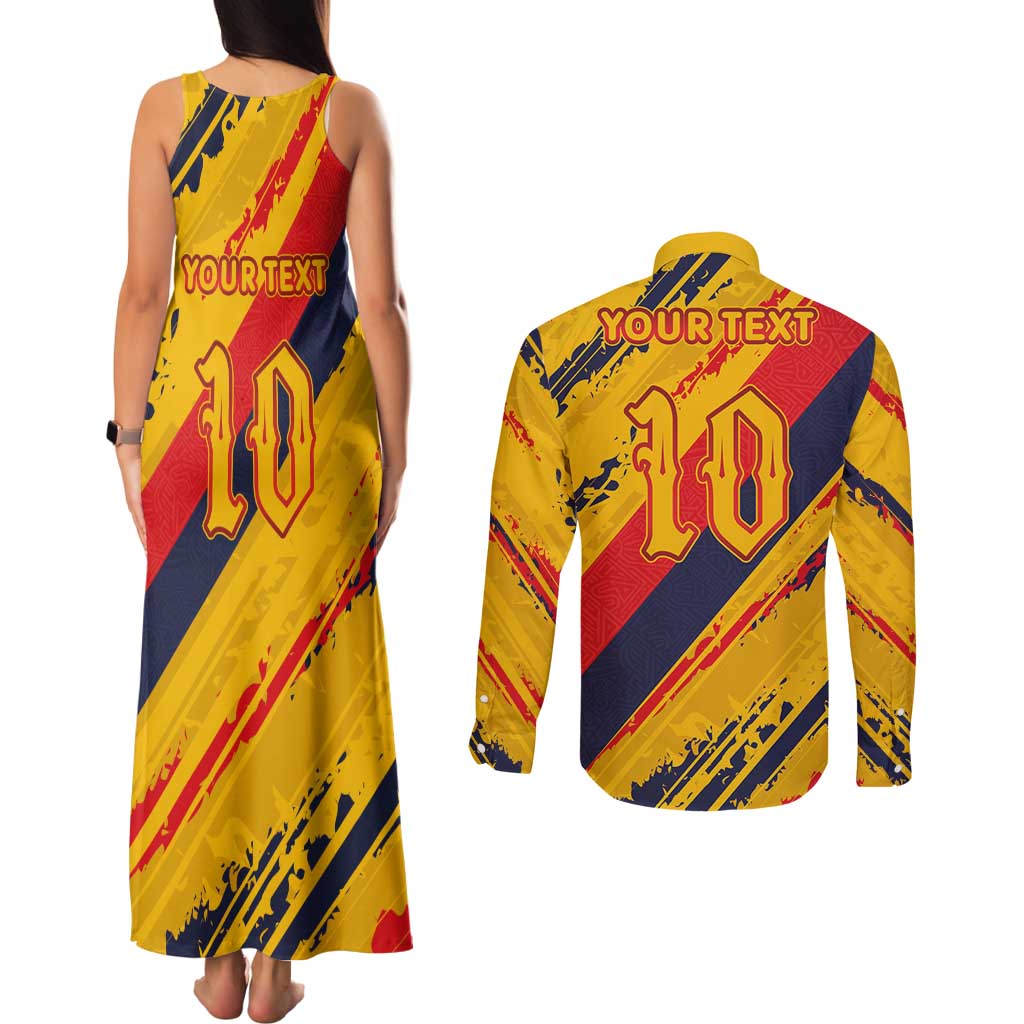 Custom Ecuador Football Couples Matching Tank Maxi Dress and Long Sleeve Button Shirt La Tricolor-100th Anniversary - Wonder Print Shop