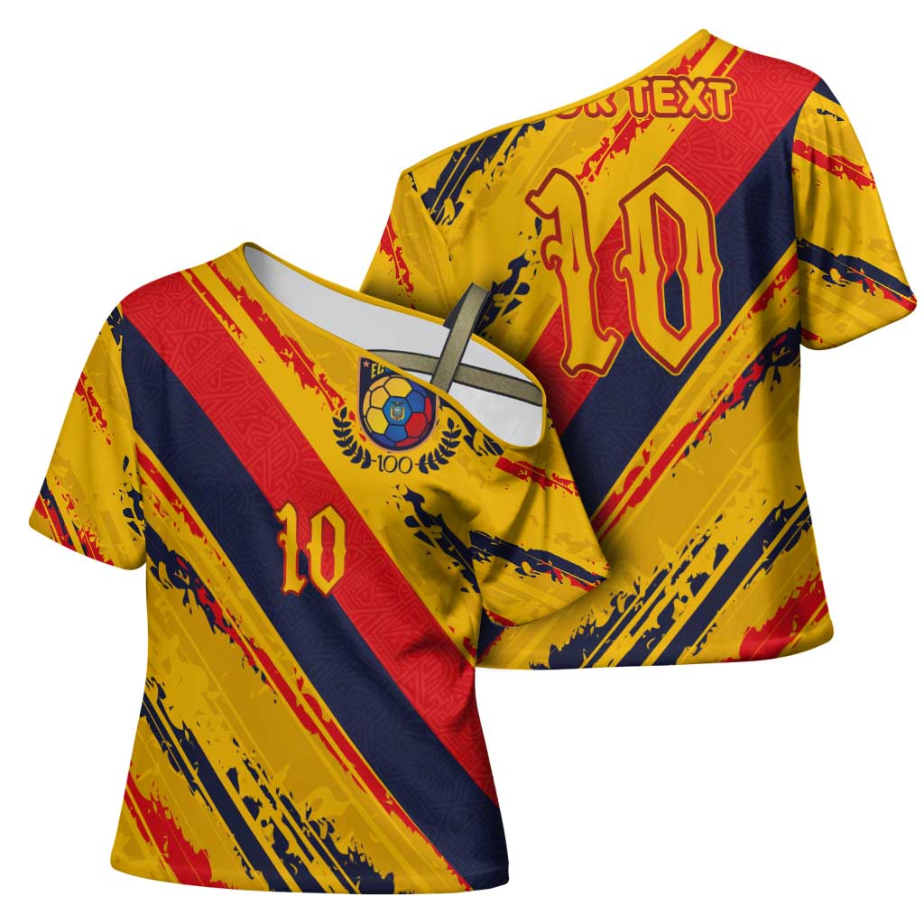 Custom Ecuador Football Cross Shoulder Shirt La Tricolor-100th Anniversary - Wonder Print Shop