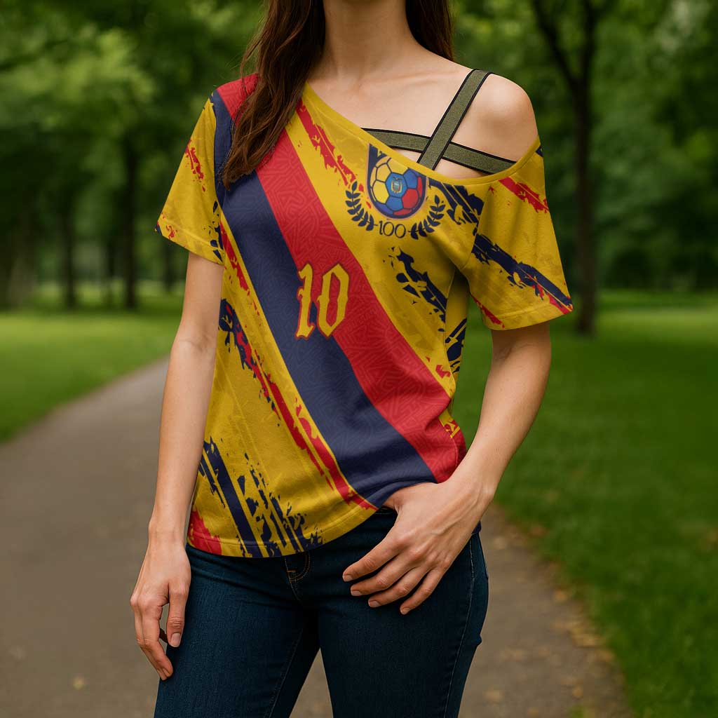 Custom Ecuador Football Cross Shoulder Shirt La Tricolor-100th Anniversary - Wonder Print Shop