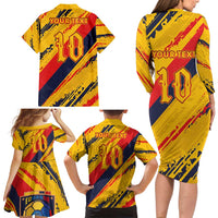 Custom Ecuador Football Family Matching Long Sleeve Bodycon Dress and Hawaiian Shirt La Tricolor-100th Anniversary - Wonder Print Shop