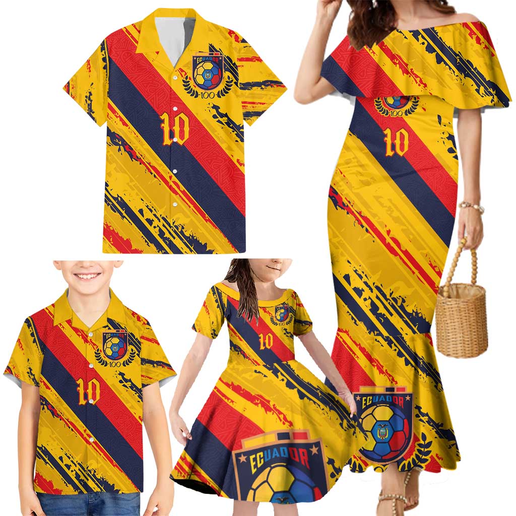 Custom Ecuador Football Family Matching Mermaid Dress and Hawaiian Shirt La Tricolor-100th Anniversary - Wonder Print Shop