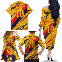 Custom Ecuador Football Family Matching Off The Shoulder Long Sleeve Dress and Hawaiian Shirt La Tricolor-100th Anniversary - Wonder Print Shop