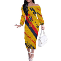 Custom Ecuador Football Family Matching Off The Shoulder Long Sleeve Dress and Hawaiian Shirt La Tricolor-100th Anniversary - Wonder Print Shop