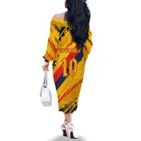 Custom Ecuador Football Family Matching Off The Shoulder Long Sleeve Dress and Hawaiian Shirt La Tricolor-100th Anniversary - Wonder Print Shop