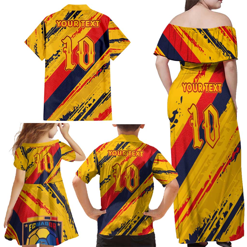Custom Ecuador Football Family Matching Off Shoulder Maxi Dress and Hawaiian Shirt La Tricolor-100th Anniversary - Wonder Print Shop