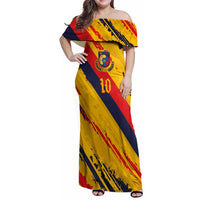 Custom Ecuador Football Family Matching Off Shoulder Maxi Dress and Hawaiian Shirt La Tricolor-100th Anniversary - Wonder Print Shop