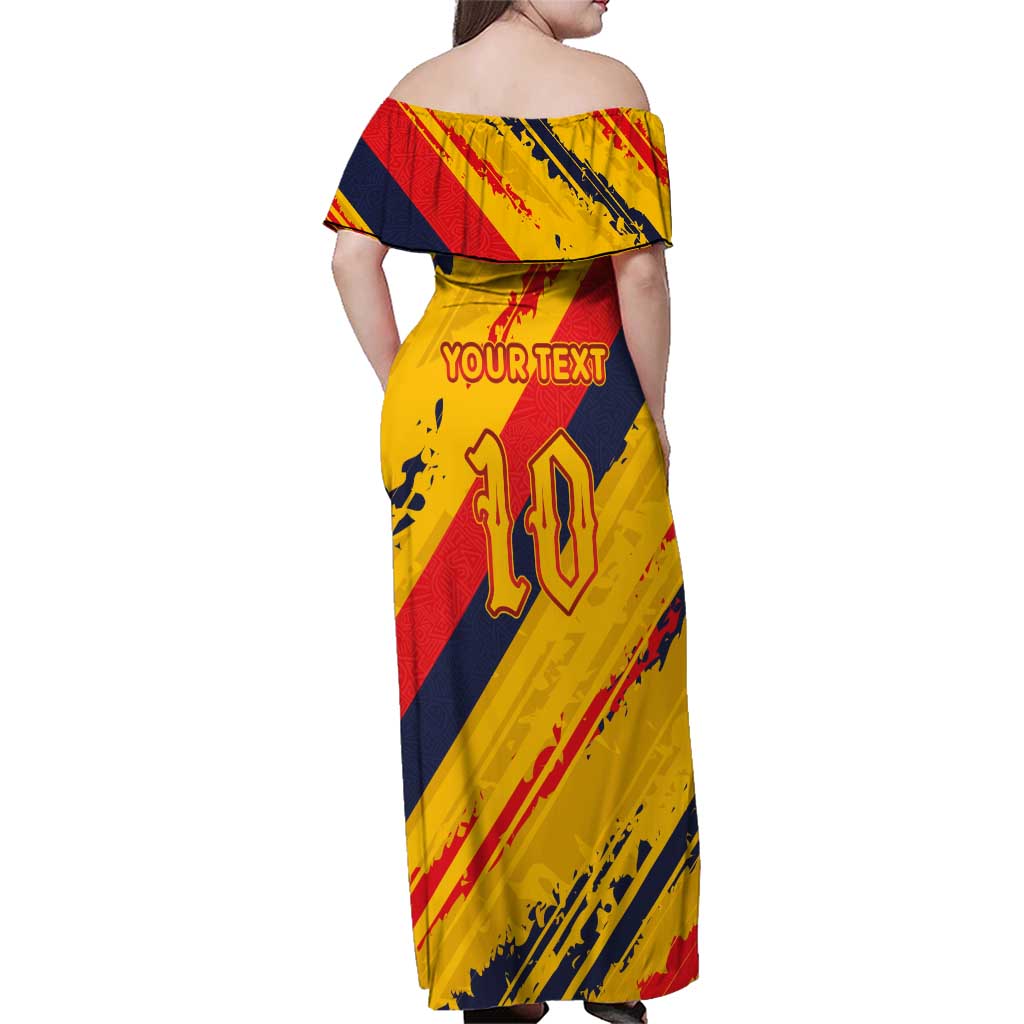 Custom Ecuador Football Family Matching Off Shoulder Maxi Dress and Hawaiian Shirt La Tricolor-100th Anniversary - Wonder Print Shop