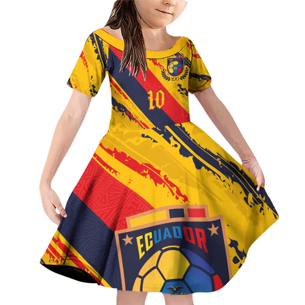 Custom Ecuador Football Family Matching Off Shoulder Short Dress and Hawaiian Shirt La Tricolor-100th Anniversary - Wonder Print Shop
