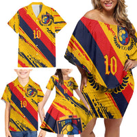 Custom Ecuador Football Family Matching Off Shoulder Short Dress and Hawaiian Shirt La Tricolor-100th Anniversary - Wonder Print Shop