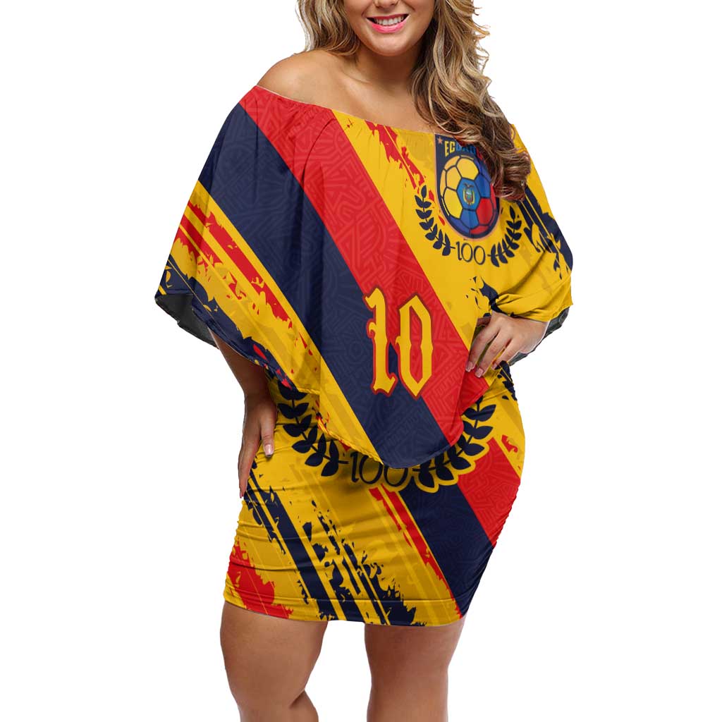 Custom Ecuador Football Family Matching Off Shoulder Short Dress and Hawaiian Shirt La Tricolor-100th Anniversary - Wonder Print Shop