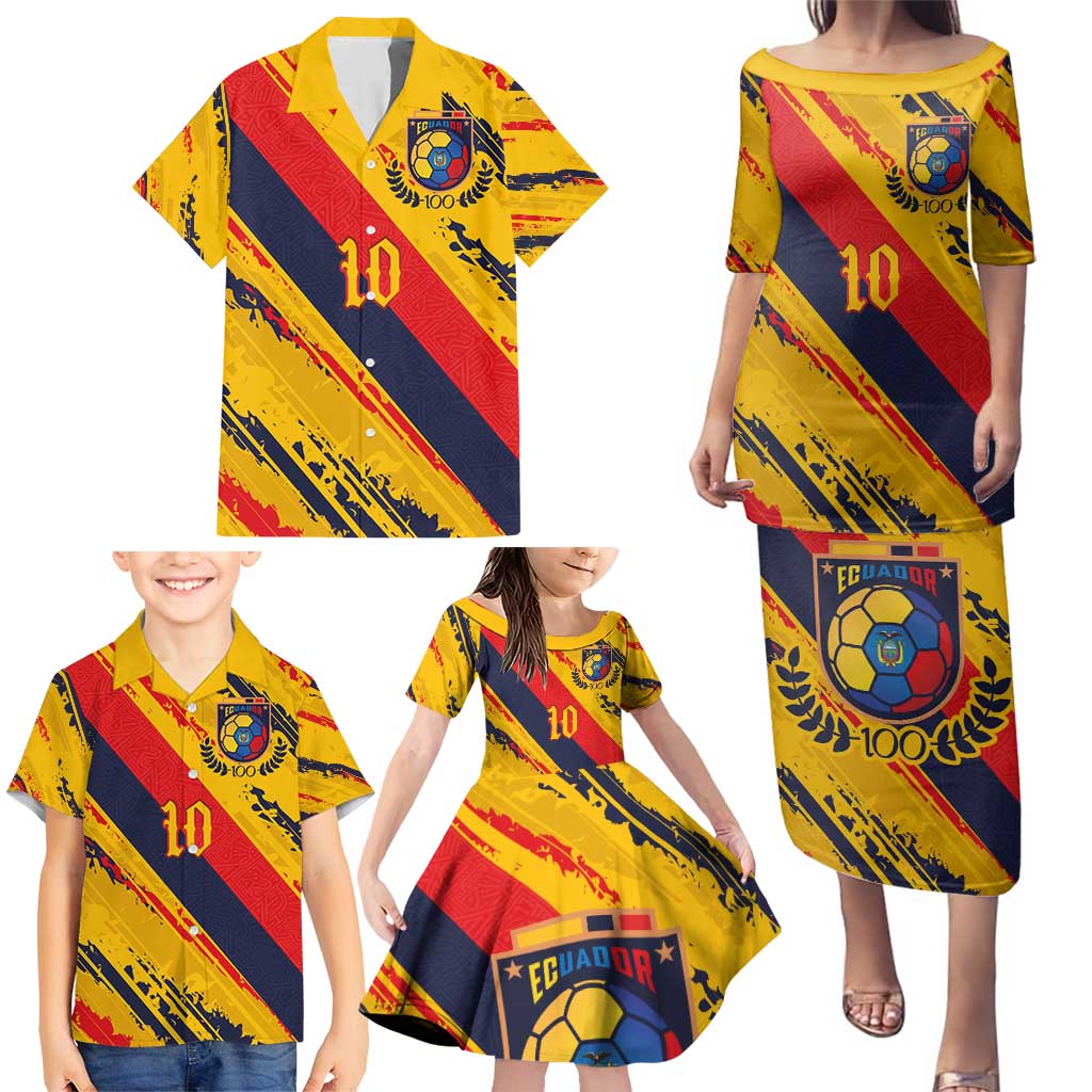 Custom Ecuador Football Family Matching Puletasi and Hawaiian Shirt La Tricolor-100th Anniversary - Wonder Print Shop