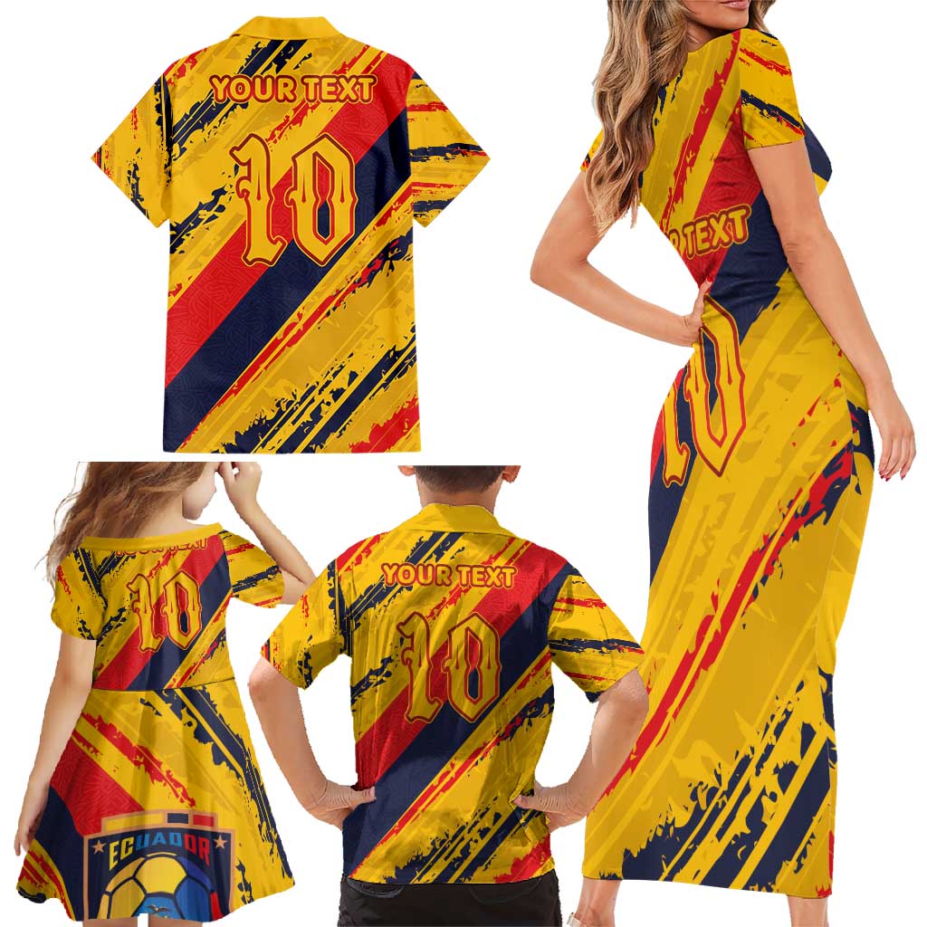 Custom Ecuador Football Family Matching Short Sleeve Bodycon Dress and Hawaiian Shirt La Tricolor-100th Anniversary - Wonder Print Shop