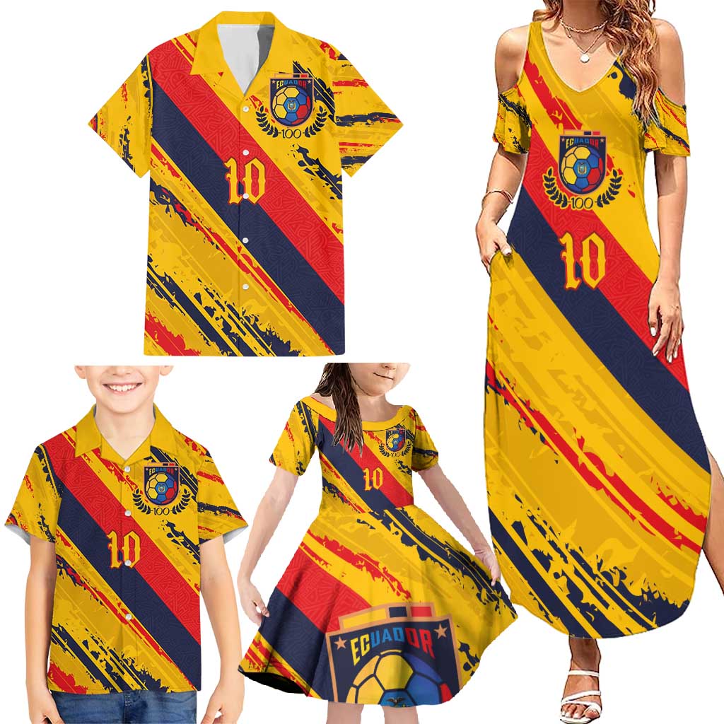 Custom Ecuador Football Family Matching Summer Maxi Dress and Hawaiian Shirt La Tricolor-100th Anniversary - Wonder Print Shop