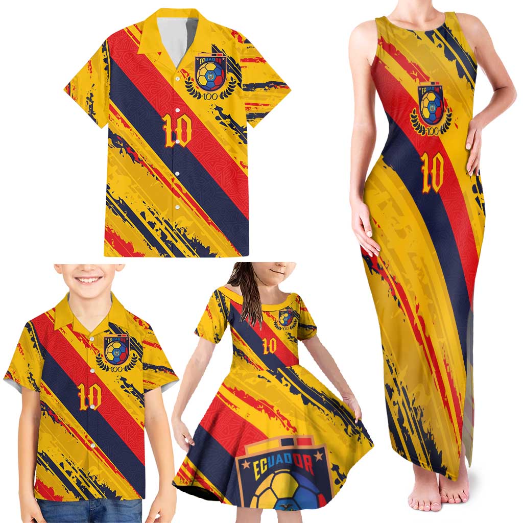 Custom Ecuador Football Family Matching Tank Maxi Dress and Hawaiian Shirt La Tricolor-100th Anniversary - Wonder Print Shop